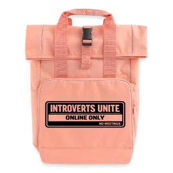 introverts - Roll Top Backpack with Two Handles - chintz rose - Front