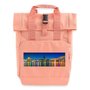 Nachtansicht Köln am Rhein - Rolltop Rucksack mit zwei Griffen - Chintzrosa - Vorne