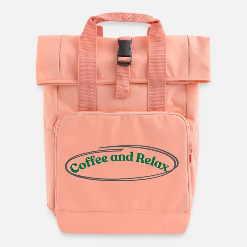 Coffee and relax - Roll Top Backpack with Two Handles - chintz rose