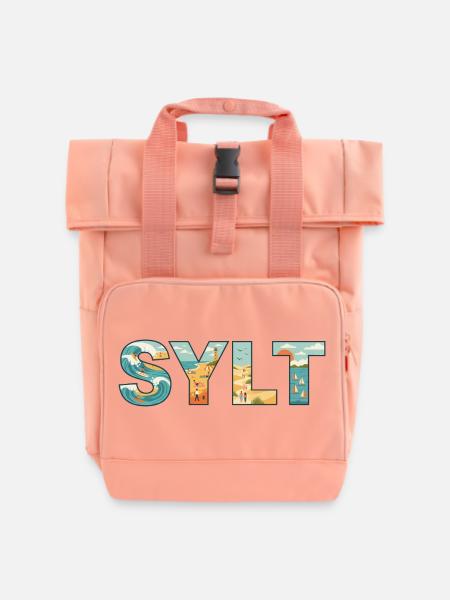SYLT – Inselleben im Buchstaben-Design - Rolltop Rucksack mit zwei Griffen - Chintzrosa