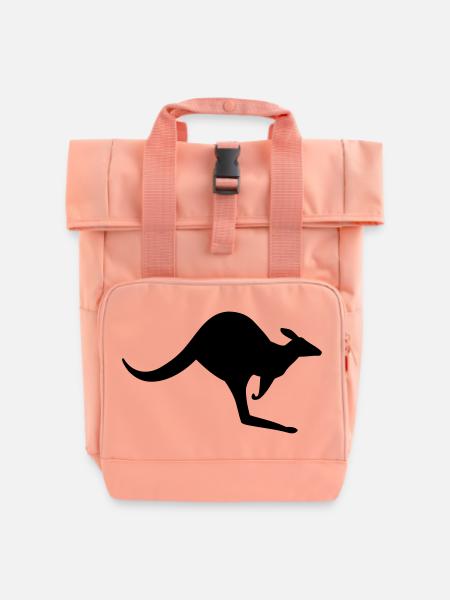 Eine australische Känguru - Rolltop Rucksack mit zwei Griffen - Chintzrosa