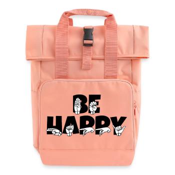 Deaf Hearing Impaired Sign Language - Roll Top Backpack with Two Handles - chintz rose - Front