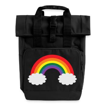 Regenbogen LGBTQ Design - Rolltop Rucksack mit zwei Griffen - Schwarz - Vorne