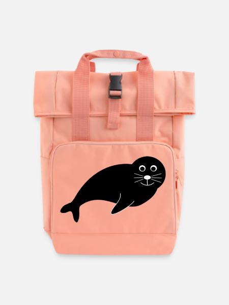 Seehund Seehunde Robbe Robben Tiere - Rolltop Rucksack mit zwei Griffen - Chintzrosa