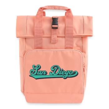 San Diego Script Retro Wave - Roll Top Backpack with Two Handles - chintz rose - Front