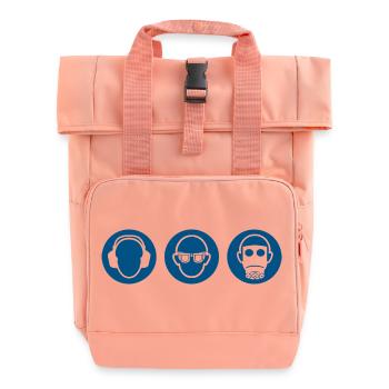 Trois singes - entendre, voir, ne rien dire - Sac à dos Roll Top à deux anses - rose liberty - Devant