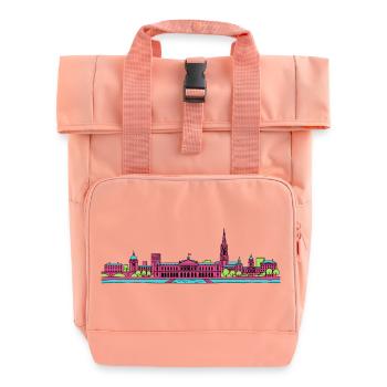 Bordeaux City Skyline Place de la Bourse Art - Roll Top Backpack with Two Handles - chintz rose - Front