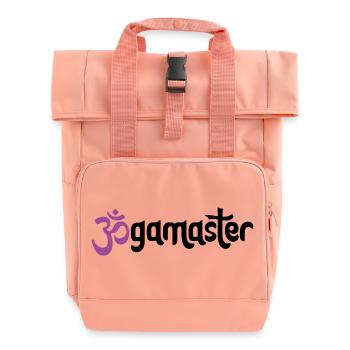 Jogamaster - Typographic OM (3-Color) - Roll Top Backpack with Two Handles - chintz rose - Front