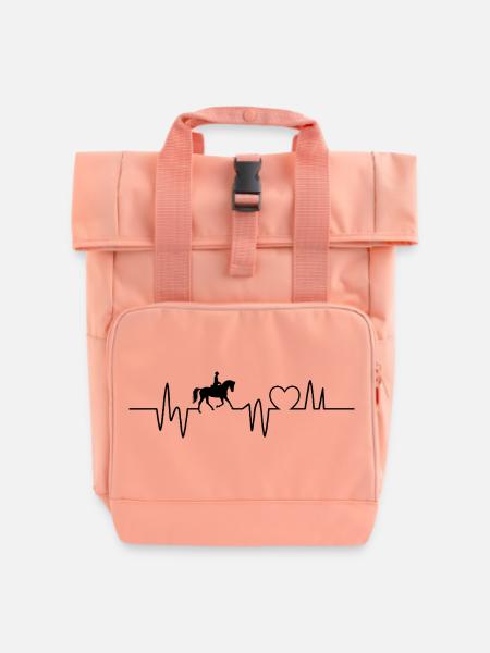 Pferd Reiter Herzschlag Reiten - Rolltop Rucksack mit zwei Griffen - Chintzrosa