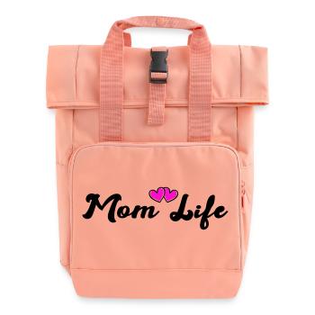 mom_life_heart - Roll Top Backpack with Two Handles - chintz rose - Front