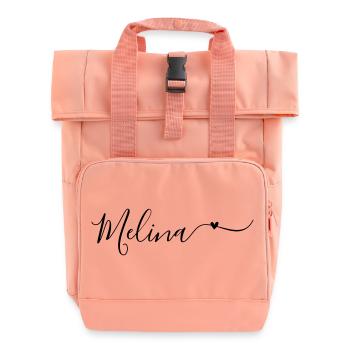 Melina Name Vorname Dekorativ - Rolltop Rucksack mit zwei Griffen - Chintzrosa - Vorne
