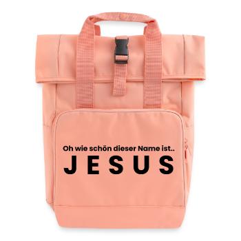 The Name of Jesus - Christian Clothes - Roll Top Backpack with Two Handles - chintz rose - Front