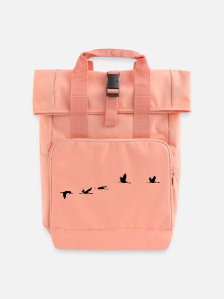 Zugvögel Kranich Vogel - Rolltop Rucksack mit zwei Griffen - Chintzrosa