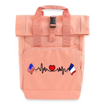 Cardio coeur avec drapeau des États-Unis et drapeau de la France - Sac à dos Roll Top à deux anses - rose liberty - Devant