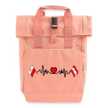 Cardio-Herz Flagge Polen, Flagge Österreich - Rolltop Rucksack mit zwei Griffen - Chintzrosa - Vorne