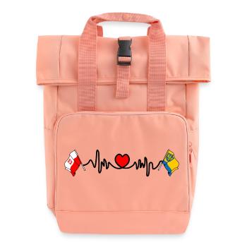 Cardio heart with Flag Poland, Opole - Roll Top Backpack with Two Handles - chintz rose - Front