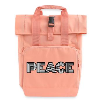 Peace Retro Bold Typography - Roll Top Backpack with Two Handles - chintz rose - Front
