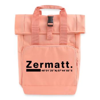 Zermatt coordinates Valais Switzerland - Roll Top Backpack with Two Handles - chintz rose - Front
