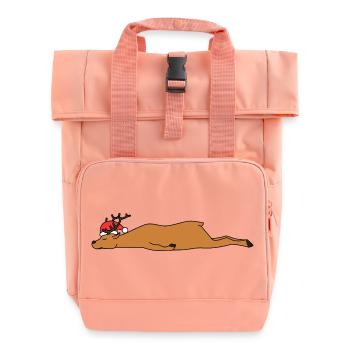 Schlafende Weihnachts-Rentiere Lustige Weihnachtskunst - Rolltop Rucksack mit zwei Griffen - Chintzrosa - Vorne