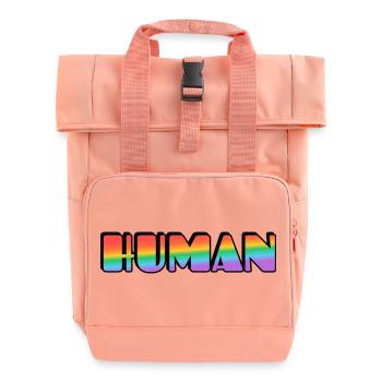Rainbow Human Typography - Roll Top Backpack with Two Handles - chintz rose - Front