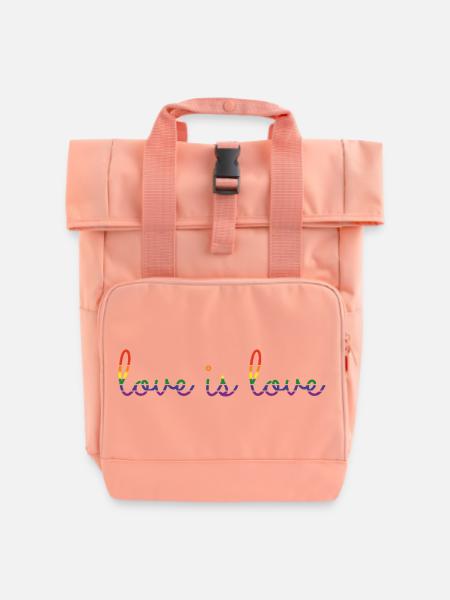 love is love - Rolltop Rucksack mit zwei Griffen - Chintzrosa