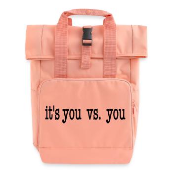 it's you vs. you - black - Roll Top Backpack with Two Handles - chintz rose - Front