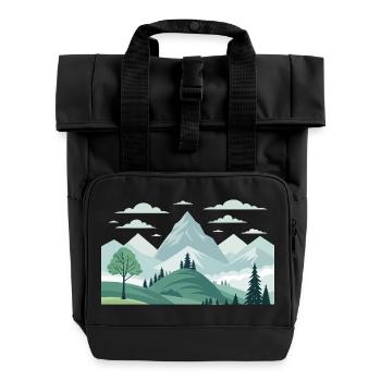 Mountains - Roll Top Backpack with Two Handles - black - Front
