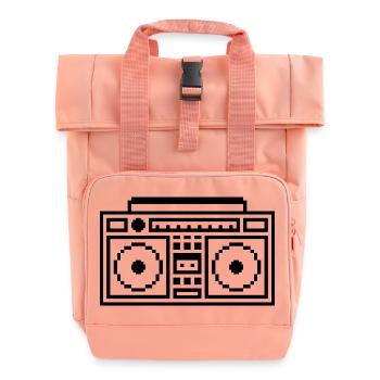 Ghettoblaster: Retro, Musik & Pixel Style - Rolltop Rucksack mit zwei Griffen - Chintzrosa - Vorne