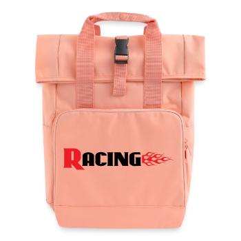 Racing Graphic With Flames - Car Auto Bike Decals - Roll Top Backpack with Two Handles - chintz rose - Front