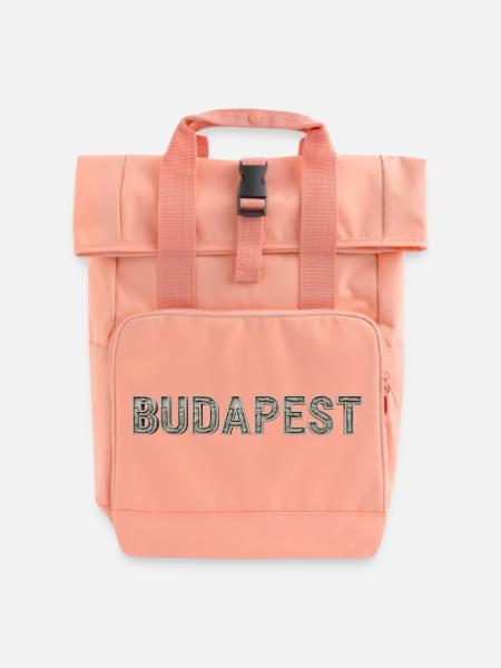 Budapest Architektur Typografie - Rolltop Rucksack mit zwei Griffen - Chintzrosa