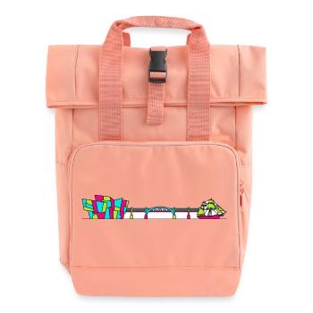 Dundee City Skyline V&A Museum Line Art - Roll Top Backpack with Two Handles - chintz rose - Front