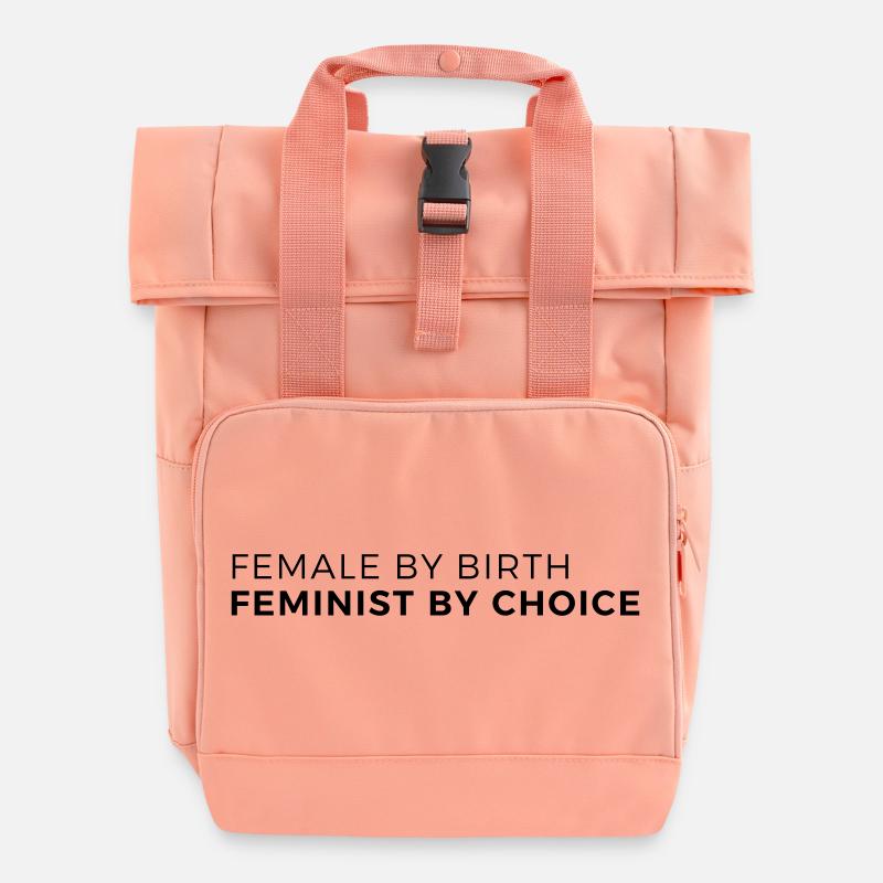 female by birth – feminist by choice - Roll Top Backpack with Two Handles - chintz rose