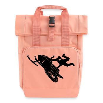 Snowmobil, Snowboarder, Snowboarden, Freestyle - Rolltop Rucksack mit zwei Griffen - Chintzrosa - Vorne