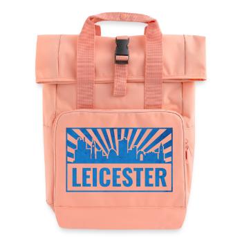 Leicester Skyline Blau Strahlen - Rolltop Rucksack mit zwei Griffen - Chintzrosa - Vorne