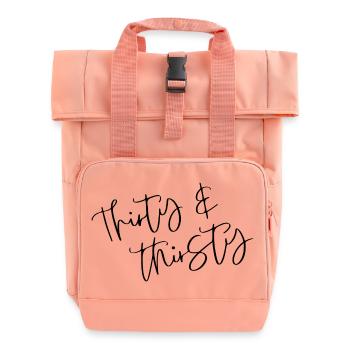 Thirty & Thirsty Birthday - Roll Top Backpack with Two Handles - chintz rose - Front