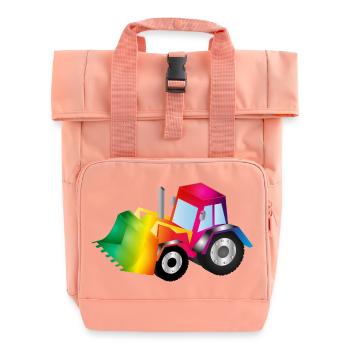 Regenbogen-Bagger voller Farbenfreude - Rolltop Rucksack mit zwei Griffen - Chintzrosa - Vorne