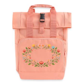Floral Spring Frame with Flowers - Roll Top Backpack with Two Handles - chintz rose - Front