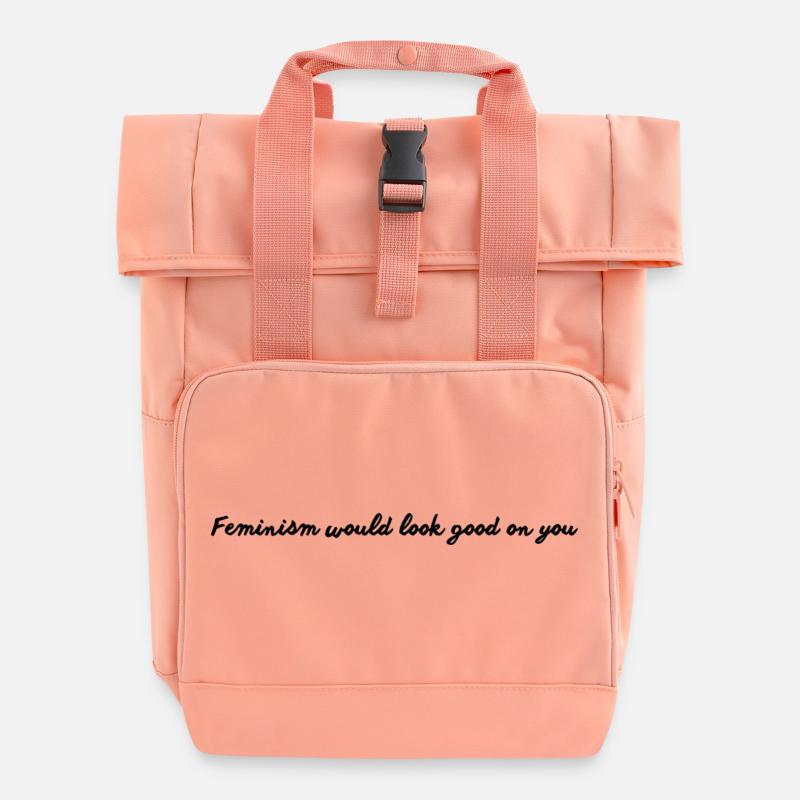 Feminism Would Look Good on You - Roll Top Backpack with Two Handles - chintz rose