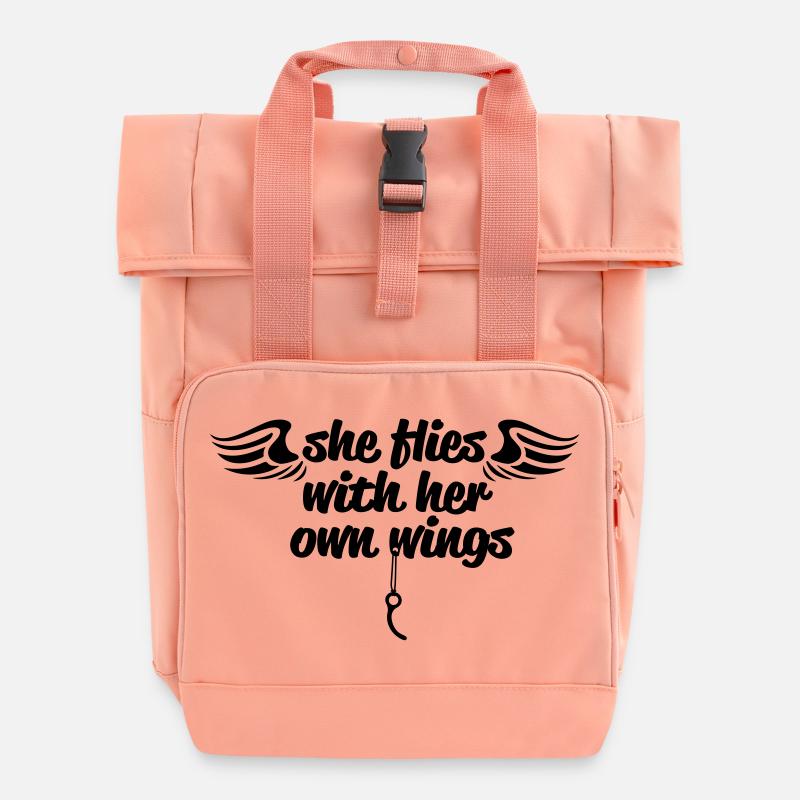 She flees ... - Roll Top Backpack with Two Handles - chintz rose