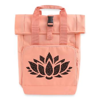 Blume schwarz cool stylish modern Mode modisch - Rolltop Rucksack mit zwei Griffen - Chintzrosa - Vorne