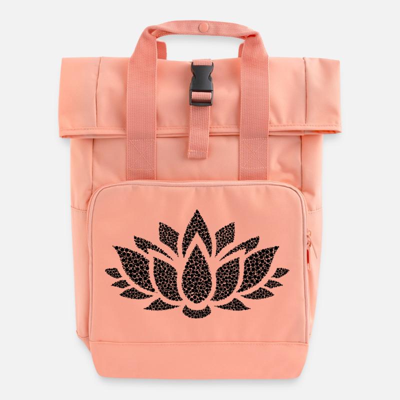 Blume schwarz cool stylish modern Mode modisch - Rolltop Rucksack mit zwei Griffen - Chintzrosa