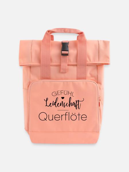 Querflöte Instrument Geschenk - Rolltop Rucksack mit zwei Griffen - Chintzrosa