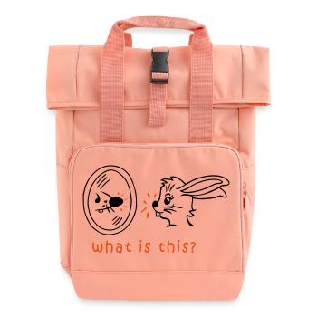 Spiegelbild Hase und Maus - Rolltop Rucksack mit zwei Griffen - Chintzrosa - Vorne