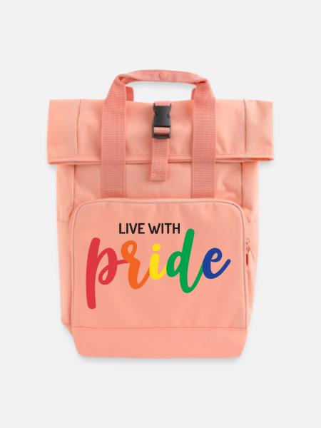 Lebe mit Stolz - Rolltop Rucksack mit zwei Griffen - Chintzrosa