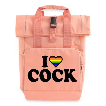 I love cock - Roll Top Backpack with Two Handles - chintz rose - Front