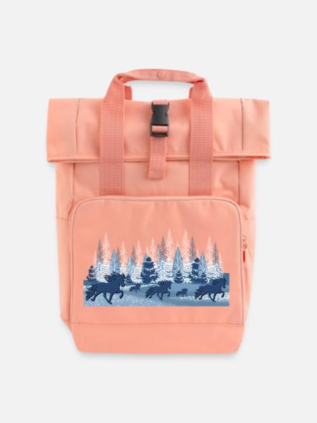 Winterlandschaft 2 mit Tölt - Rolltop Rucksack mit zwei Griffen - Chintzrosa