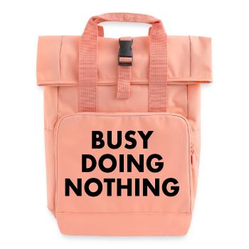 busy doing nothing - Roll Top Backpack with Two Handles - chintz rose - Front