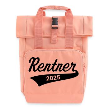 Rentner 2025 (Rente / Ruhestand / Black) - Rolltop Rucksack mit zwei Griffen - Chintzrosa - Vorne