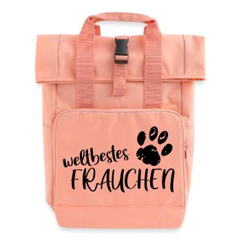 weltbestes Frauchen - Rolltop Rucksack mit zwei Griffen - Chintzrosa - Vorne