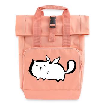 Chubby cute cat Angel with angel wings. Kids - Roll Top Backpack with Two Handles - chintz rose - Front
